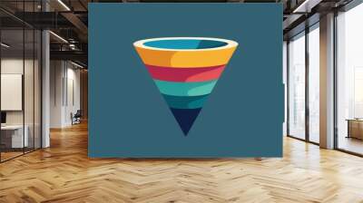 Colorful Inverted Pyramid Illustration on Teal Background Wall mural