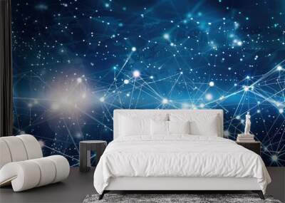 Futuristic Digital Network and Data Connections Wall mural