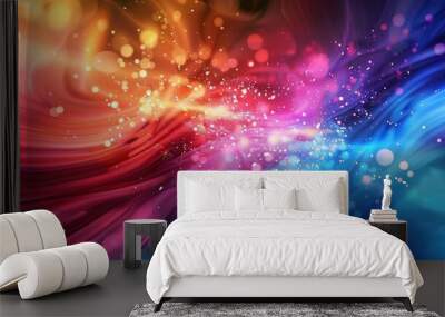 Vivid Abstract Swirl with Sparkling Lights Wall mural