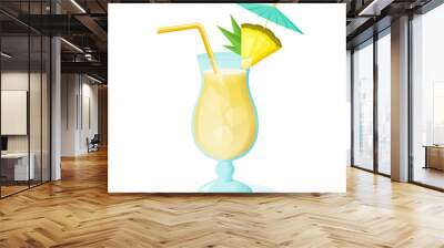 Pina Colada cocktail with pineapple isolated on white background. Vector. Wall mural