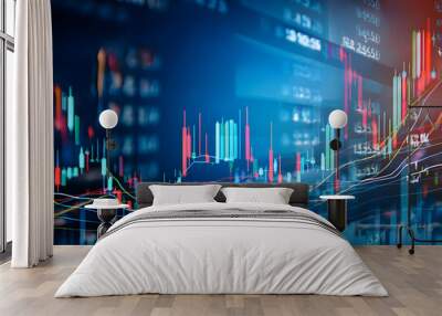 Business chart with background of stock market and tick market chart concept Wall mural