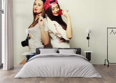  two young pretty hipster girls  Wall mural