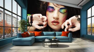 beautiful woman with stylish bright make up Wall mural