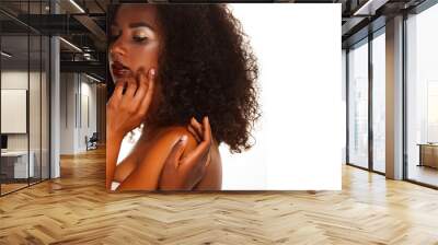 Beauty portrait of two attractive young half-naked african women with glamour make up Wall mural