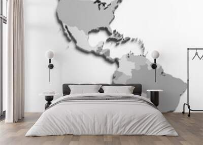 3d grey map of south and north american countries Wall mural