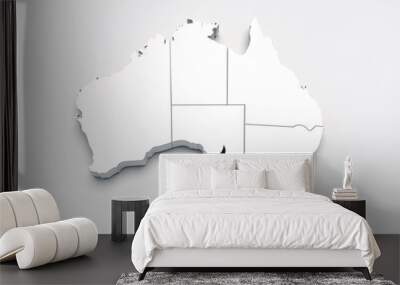 Australia 3D white map on gray Wall mural