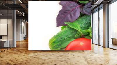 healthy organic tomatoes and cucumbers isolated on white backgro Wall mural