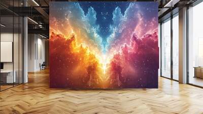 A cosmic cloudscape filled with stars and vibrant nebulae, evoking the mysteries of space. Wall mural