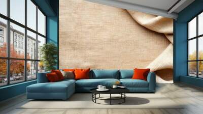 Beige fabric with a wrinkled texture creates a warm and natural look. Wall mural