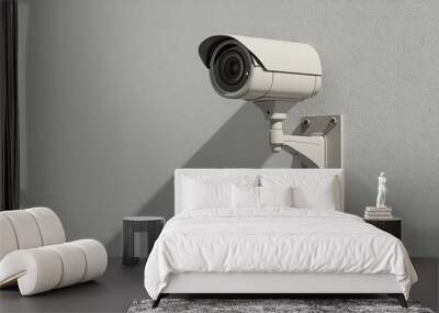 White CCTV camera mounted on wall, vigilant eye for surveillance and protection Wall mural