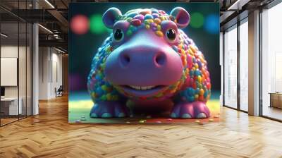 A Smiling Candy-Coated Hippopotamus Wall mural