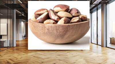 A Wooden Bowl Filled with Brazil Nuts Wall mural