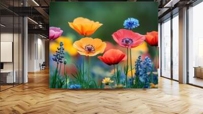 Vibrant Wildflowers in a Lush Meadow Wall mural