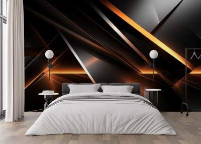 3D wallpaper abstract triangle modern glows orange, black colors
 Wall mural