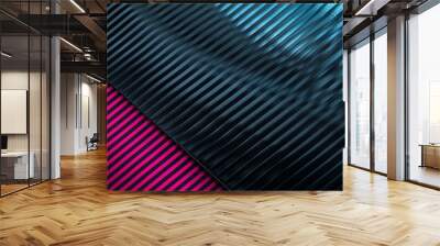 a carbon fiber background with one blue and one pink line, 2:1, banner website, ads banner, landing page, industrial carbon wallpaper Wall mural