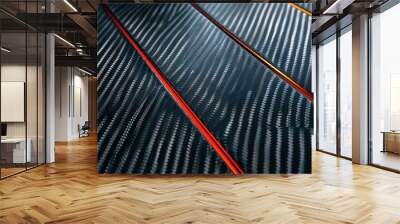 a carbon fiber background with one cyan and one orange line, 2:1, banner website, ads banner, landing page, industrial carbon wallpaper Wall mural