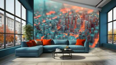 future modern city wallpaper, cityscape, urban, futuristic, background, technology, light, building, future, downtown, cyberpunk,  2:1 , HD Wall mural