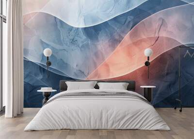 wallpaper abstract  wave smoke colors, 2:1, HD, Banner, dark blue and pink Wall mural