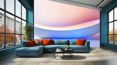 yellow blue and Pink gradient curved shape white background aspect ratio 3:1 Wall mural