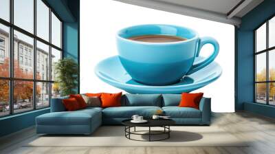 Azure Coffee Cup, Isolated on White Background Wall mural