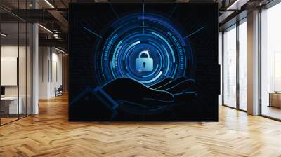 Cybersecurity, data security concept design for 
digital security, data protection, network security, 
& cyber security business with circuit board, padlock, 
abstract, technology background Wall mural