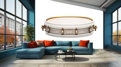 A realistic tambourine supported on base, Isolated on transparent PNG background, Generative ai Wall mural