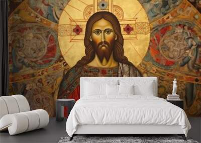 bible lettering. christian art. jesus christ - that's my king, way of the cross or stations of the c Wall mural