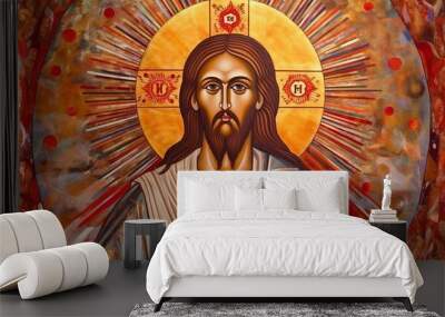 Bible lettering. Christian art. Jesus Christ - that's my King, Way of the Cross or Stations of the Cross, Generative Ai Wall mural