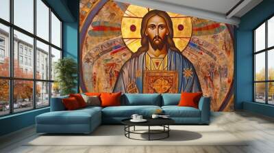 Bible lettering. Christian art. Jesus Christ - that's my King, Way of the Cross or Stations of the Cross, Generative Ai Wall mural