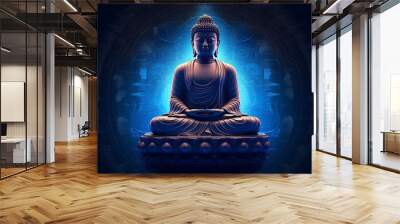 Illustation for happy vesak day, buddha images, Generative Ai Wall mural