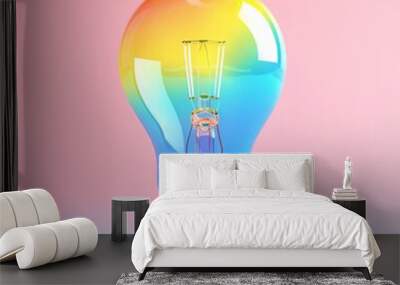 illustration of lightbulb 3d cartoon style dof isolated background, generative ai Wall mural