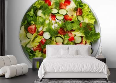 illustration of salad top view image from side, Isolated on transparent PNG backgrou, Generative ai Wall mural