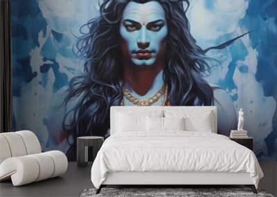 illustration of shiv lord wallpaper full hd wallpapers in the style, Generative ai Wall mural