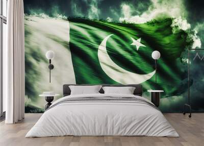 Pakistan independence day illlustration, Generative ai Wall mural