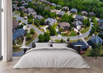 Panoramic aerial view of a beautiful subdivision in an upscale neighborhood in Georgia, USA Wall mural