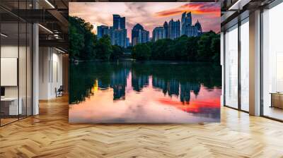 Panoramic view of Atlanta skyline during sunset shot from Piedmont Park in downtown Atlanta, GA,USA Wall mural