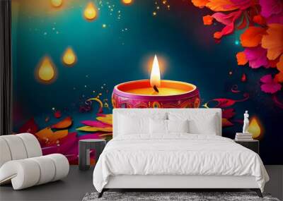 Happy Diwali Festival And Beautiful abstract background. Wall mural