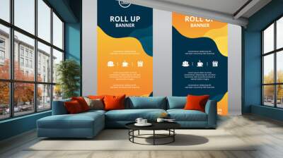 Modern and colorful fluid style abstract roll up banner template. Also suitable for standee or x-banner, flag banner, vertical signboard, vertical billboard, brochure or flyer Wall mural