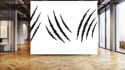 animal Claw scratches mark set. Cat tiger scratches signs vector Wall mural