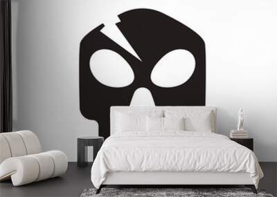 Devil Skull Vector Black and White Isolated Icon Wall mural