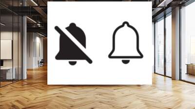 Notification bell icon set for incoming inbox message. Vector ringing bell and notification number sign for alarm clock and smartphone application alert Wall mural