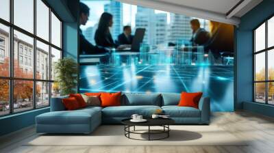 Digital Cityscape on a Conference Table Wall mural