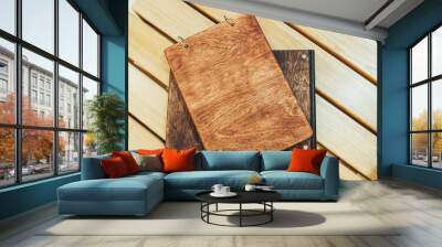 Two books of wood. Wooden photo albums. photo books made of wood are on the board Wall mural