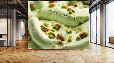 A bowl of green ice cream with nuts on top Wall mural