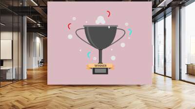 Gold trophy with the name plate of the winner of the competition vector design Wall mural