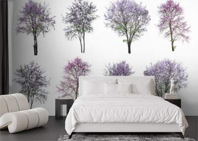 purple tree (Lagerstroemia) isolated on white background Wall mural