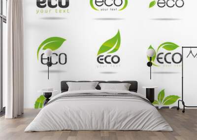 Ecology, organic icon set. Eco-icons Wall mural