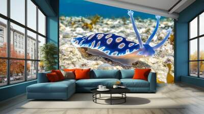 Blue Spotted Nudibranch  Underwater  Sea Slug  Marine Life  Coral Reef Wall mural