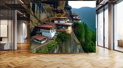 Tiger s Nest Monastery Bhutan Cliffside Temple Architecture Wall mural