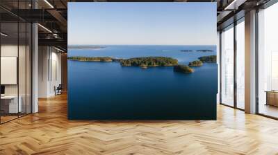 Aerial view of clean nordic nature. Beautiful rocks and island with woods in North Europe, Baltic sea, gulf of Finland. Wall mural